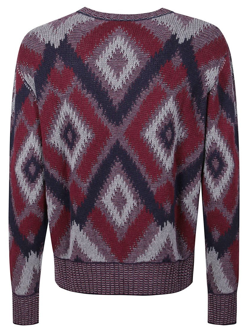 Piacenza Cashmere Bold Geometric Diamond Pattern Sweater