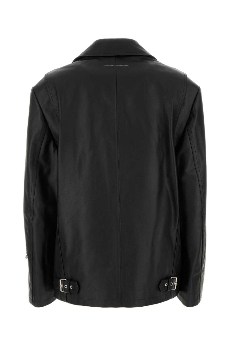 Mm6 By Maison Margiela Black Leather Jacket