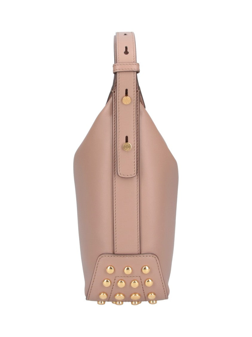 Tod's Beige Metal Dots Smooth Leather Bag