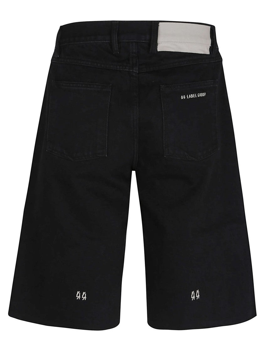 44 Label Group Black Cotton Bermudas With Classic Five-Pocket Design