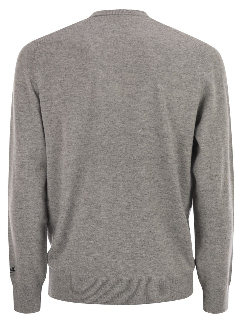 Mc2 Saint Barth Crew Neck Jumper With Contrast Embroidery
