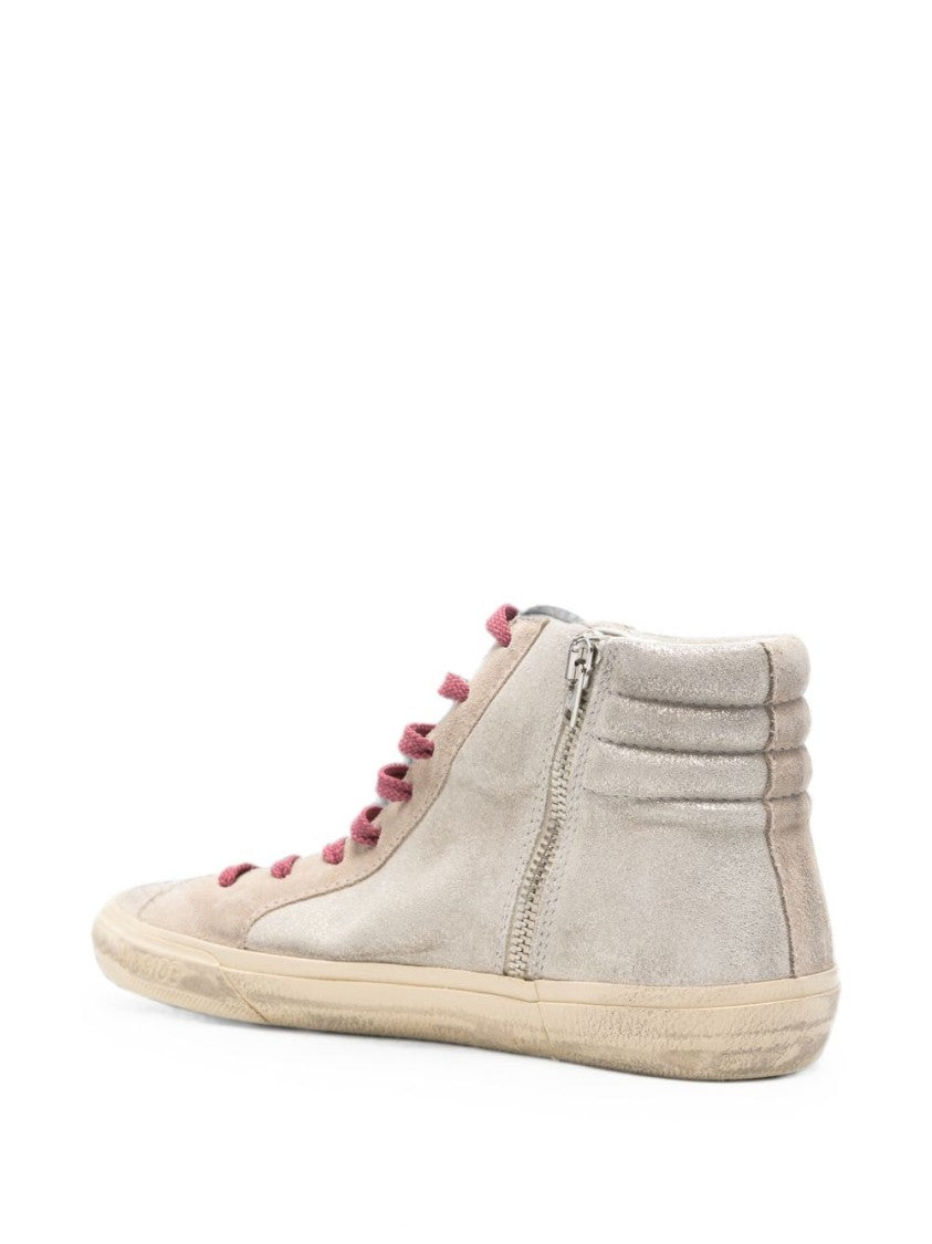 Golden Goose Beige Suede High-Top Sneakers With Star Patch