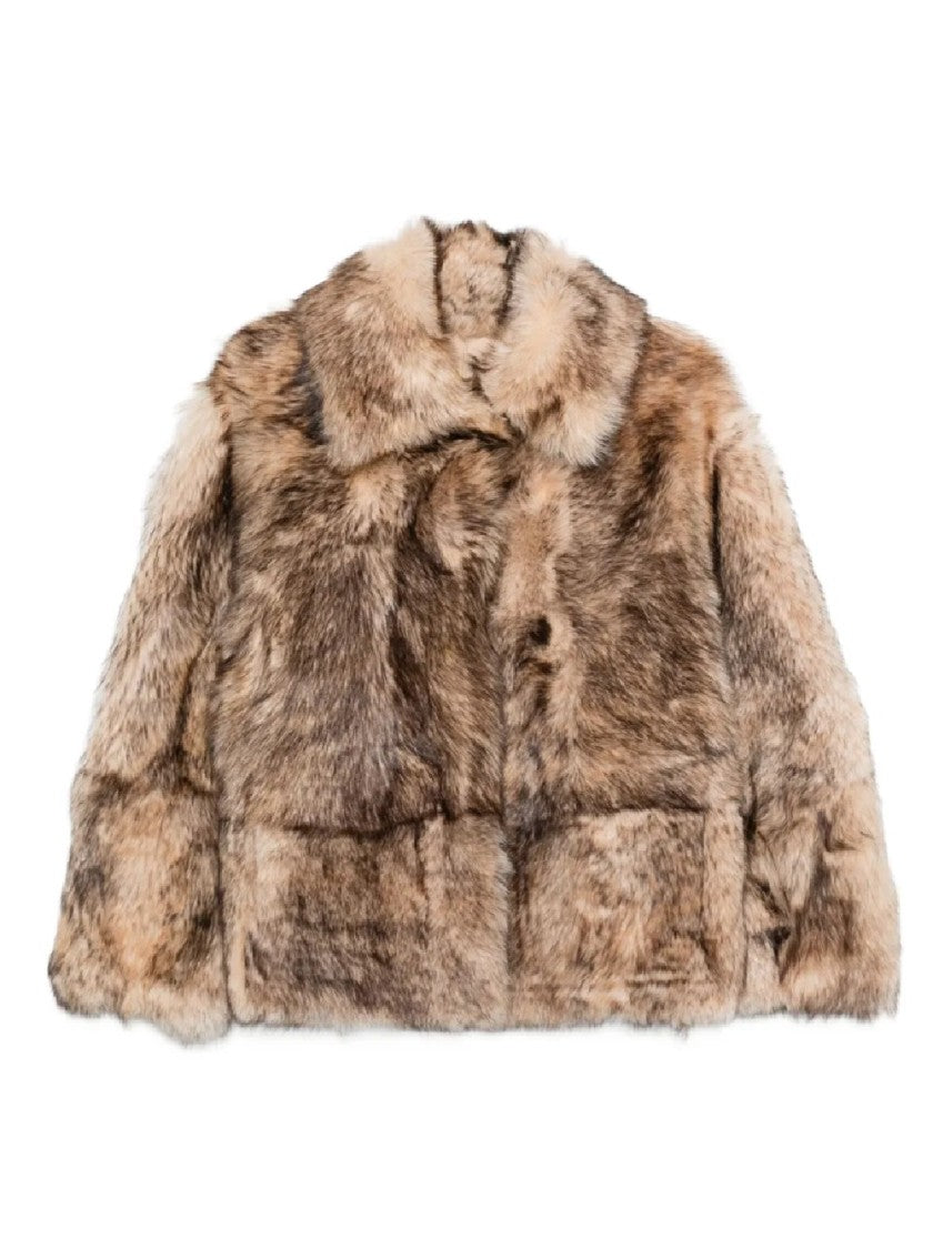 P.A.R.O.S.H. Boxy Lambskin Jacket With Plush Fur Exterior And Leather Interior