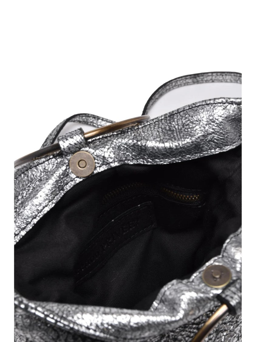 Collection Privee? Silver Leather Circular Shoulder Bag