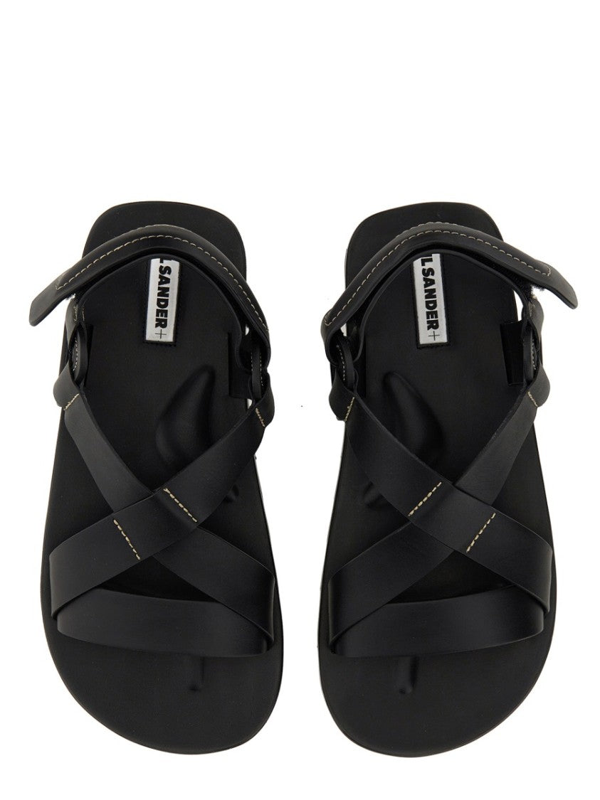 Jil Sander Crisscross Strap Sandal With Durable Rubber Sole