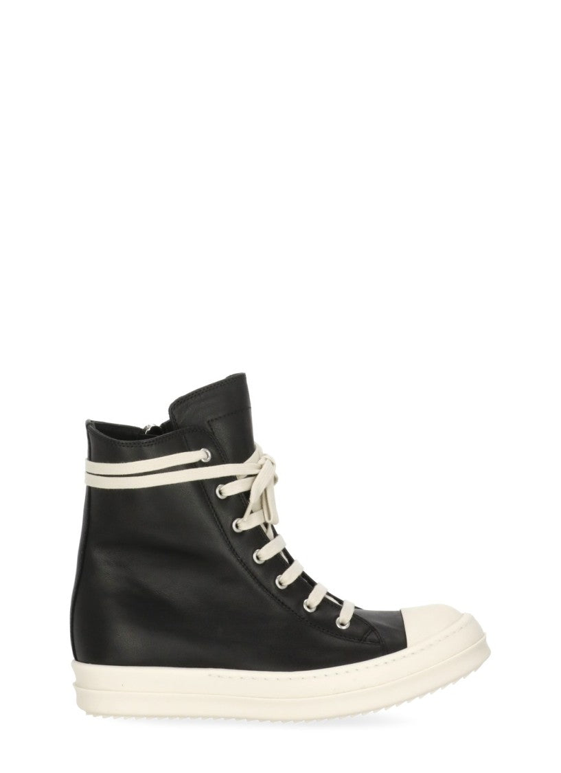 Rick Owens Black Side Zip High Sneakers