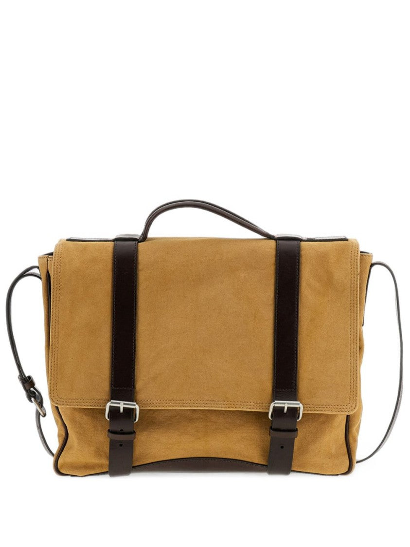 Dries Van Noten Tan Suede Contrast Leather-Trimmed Shoulder Bag