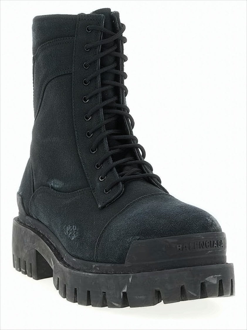 Balenciaga Rugged High-Top Boots With Distressed Finish