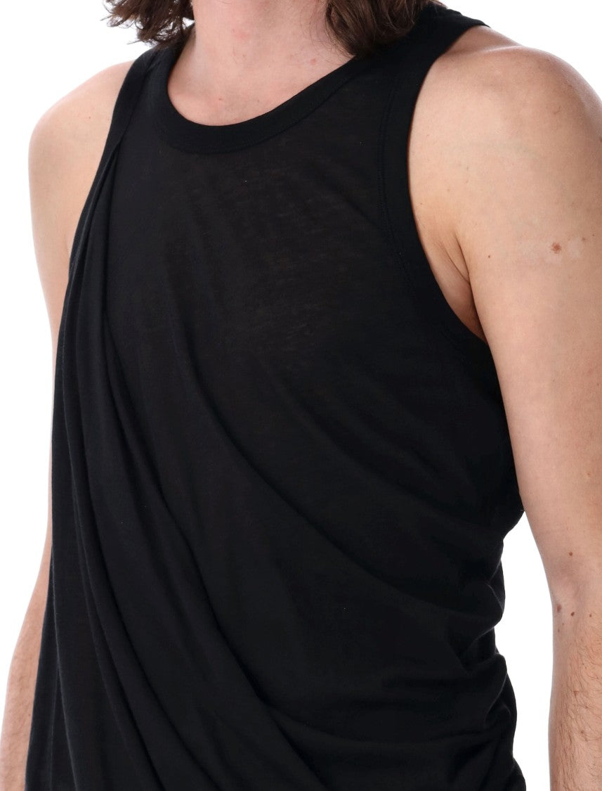 Rick Owens Relaxed-Fit Black Tank Top With Unique Draping