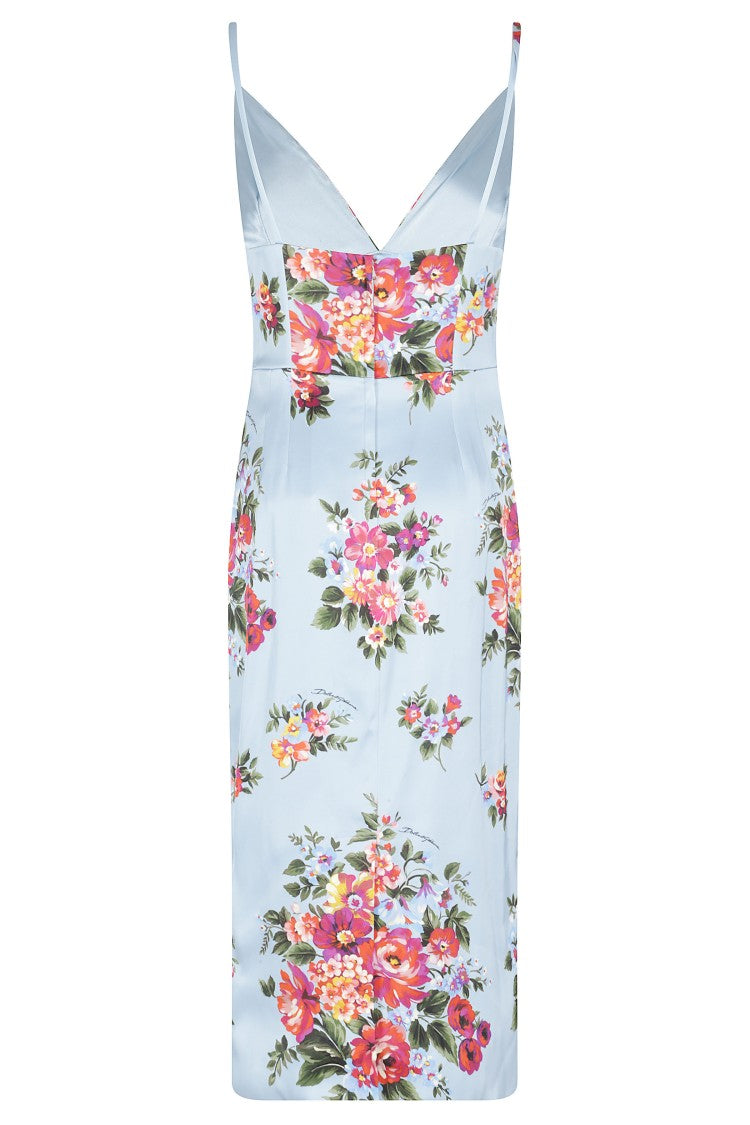 Dolce & Gabbana Celeste Floral Printed Viscose-Blend Midi Dress