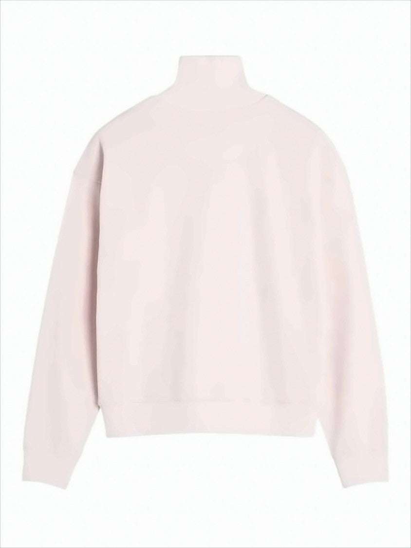 Maison Kitsuné Light Pink Half-Zip Turtleneck With Embroidered Logo