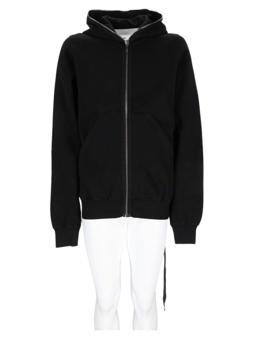 Drkshdw By Rick Owens Black Zip-Up Side Detail Cotton Hoodie