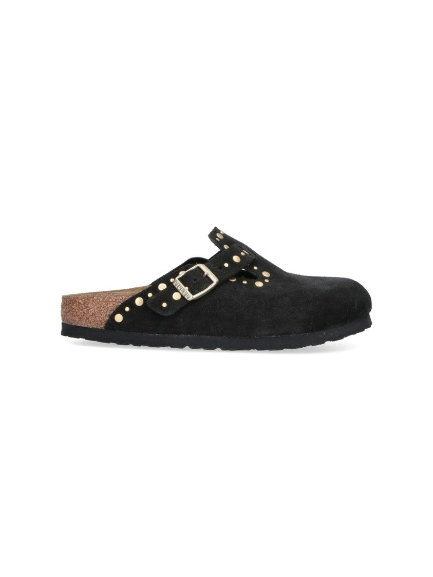 Birkenstock Black Slip-On Gold Studded Sandals