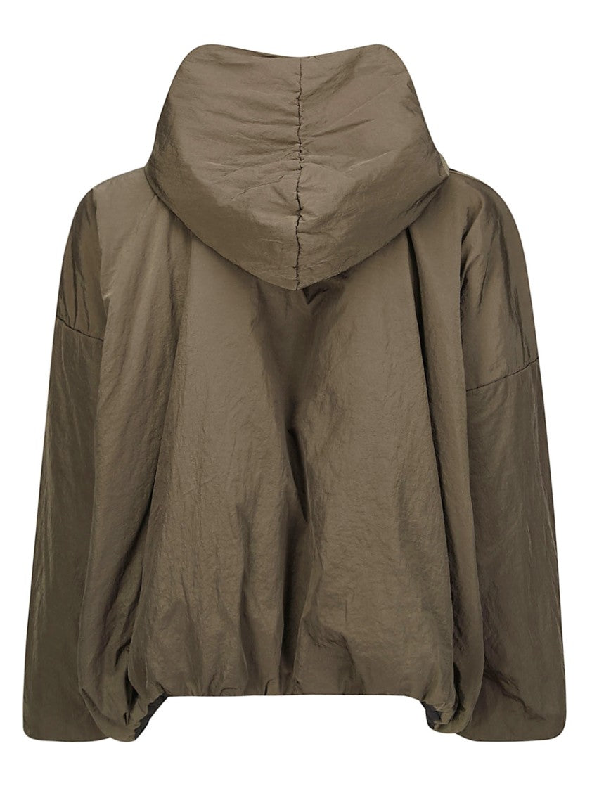 Kimono Rain Padded Bomber Jacket With Hood And Adjustable Drawstring