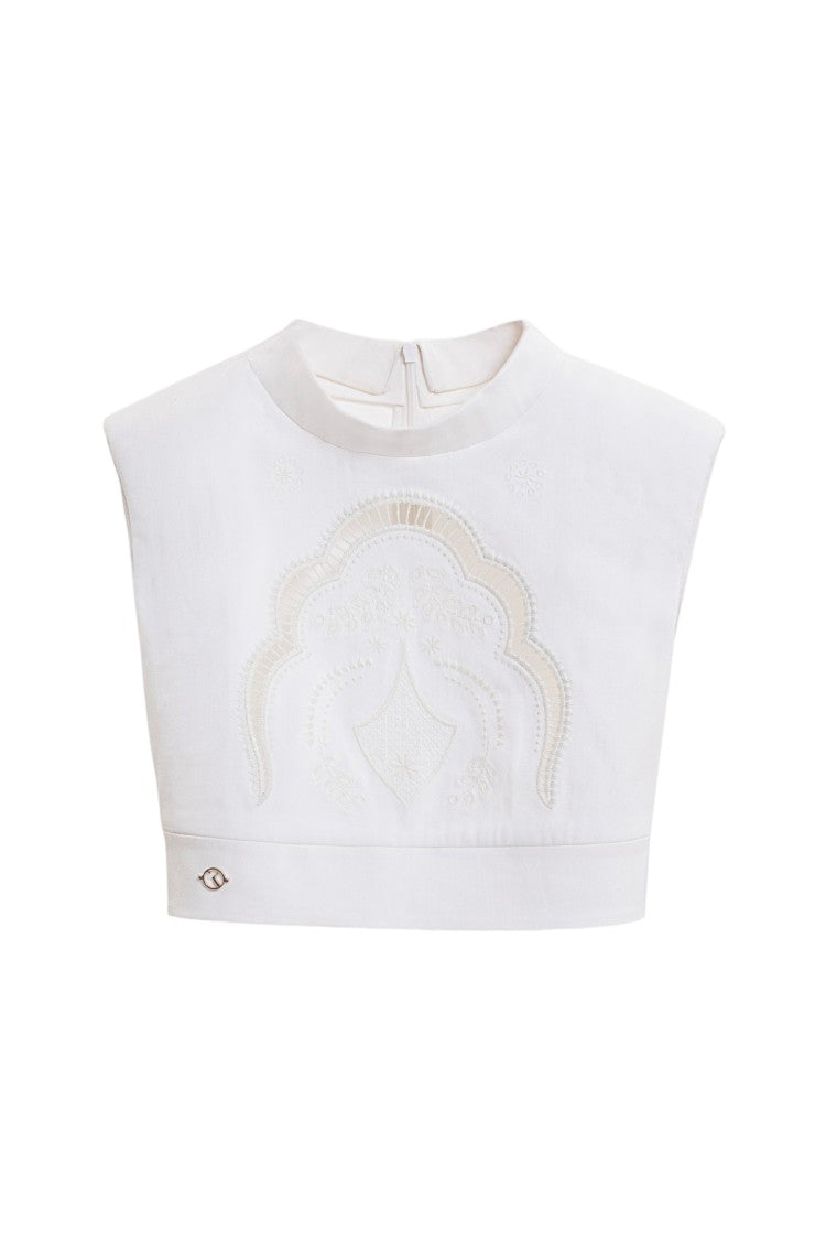 Saiid Kobeisy Perforated Denim Top