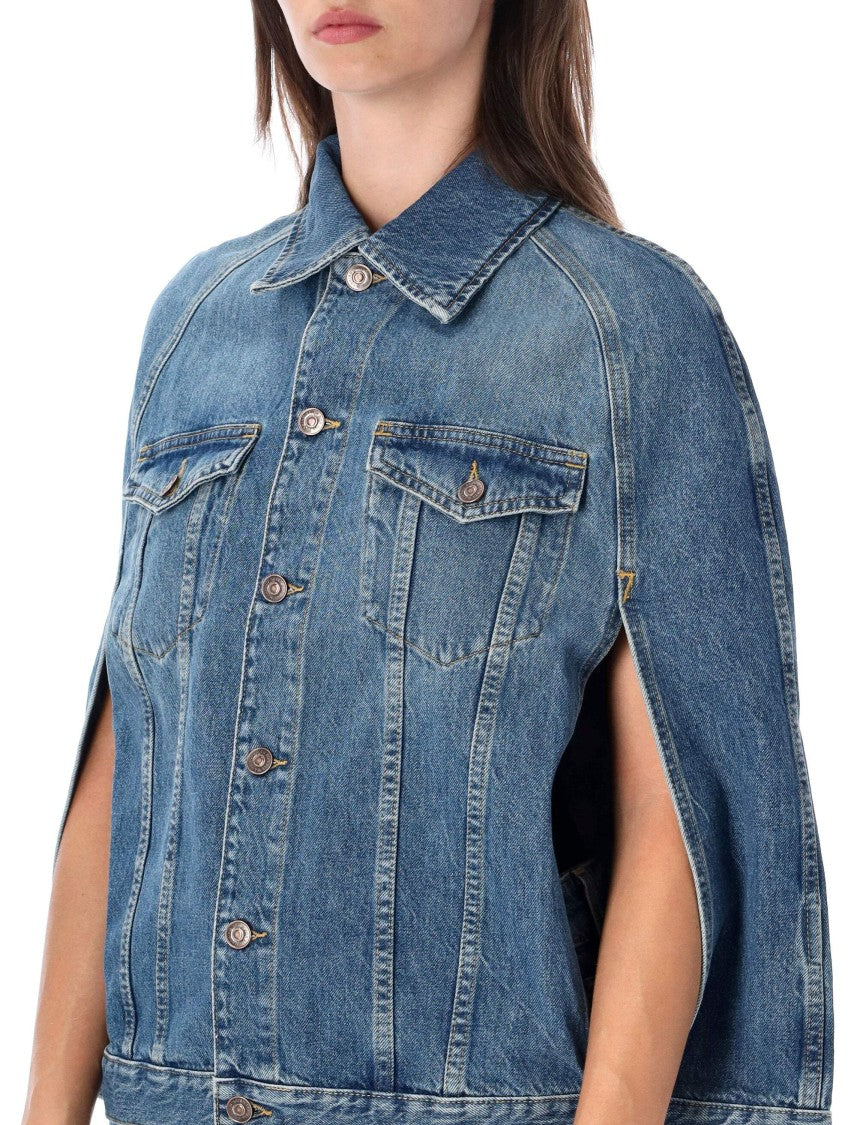 7 For All Mankind Cape Midtown Open-Side Denim Cape
