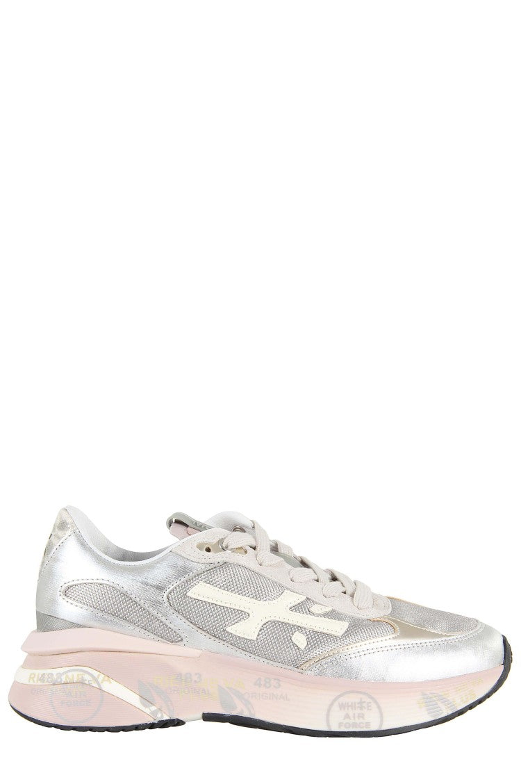 Premiata Silver Mesh Sneakers With Suede Inserts