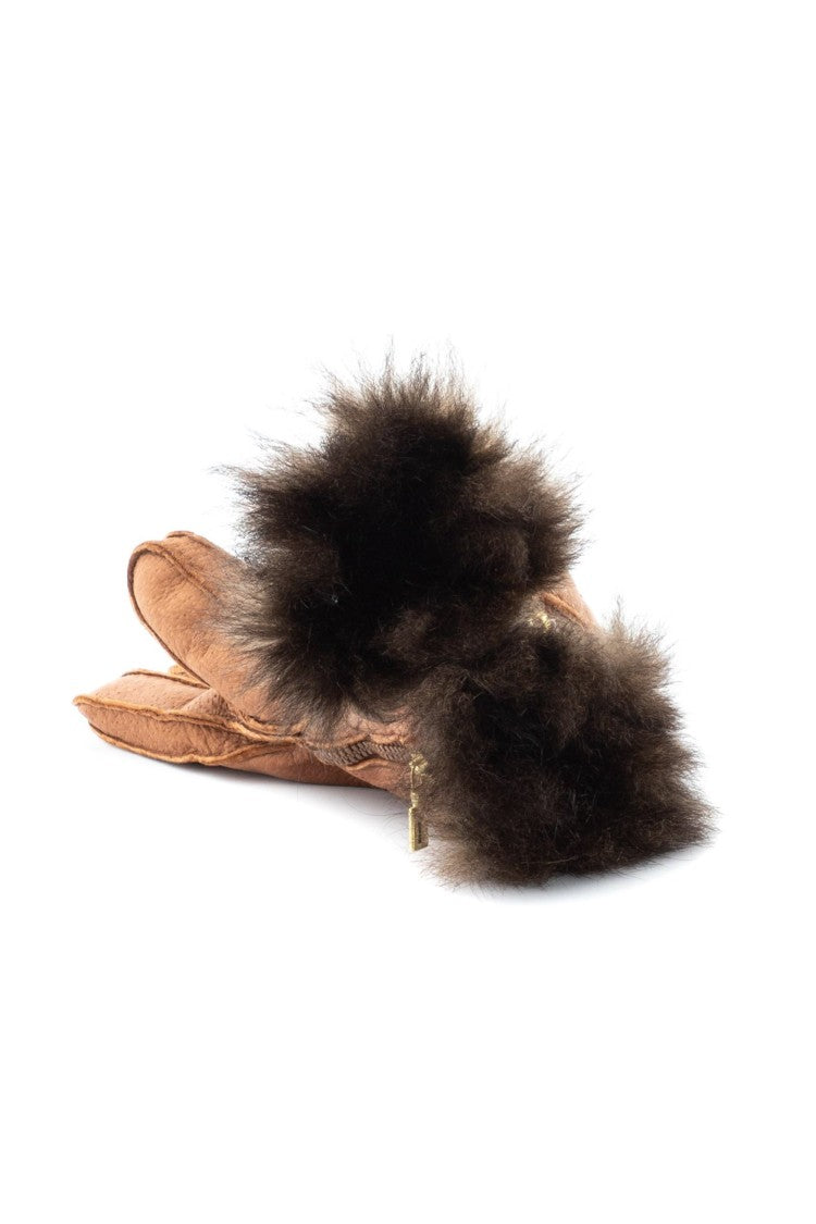 Restelli Handcrafted Peccary Opossum-Lined Gloves
