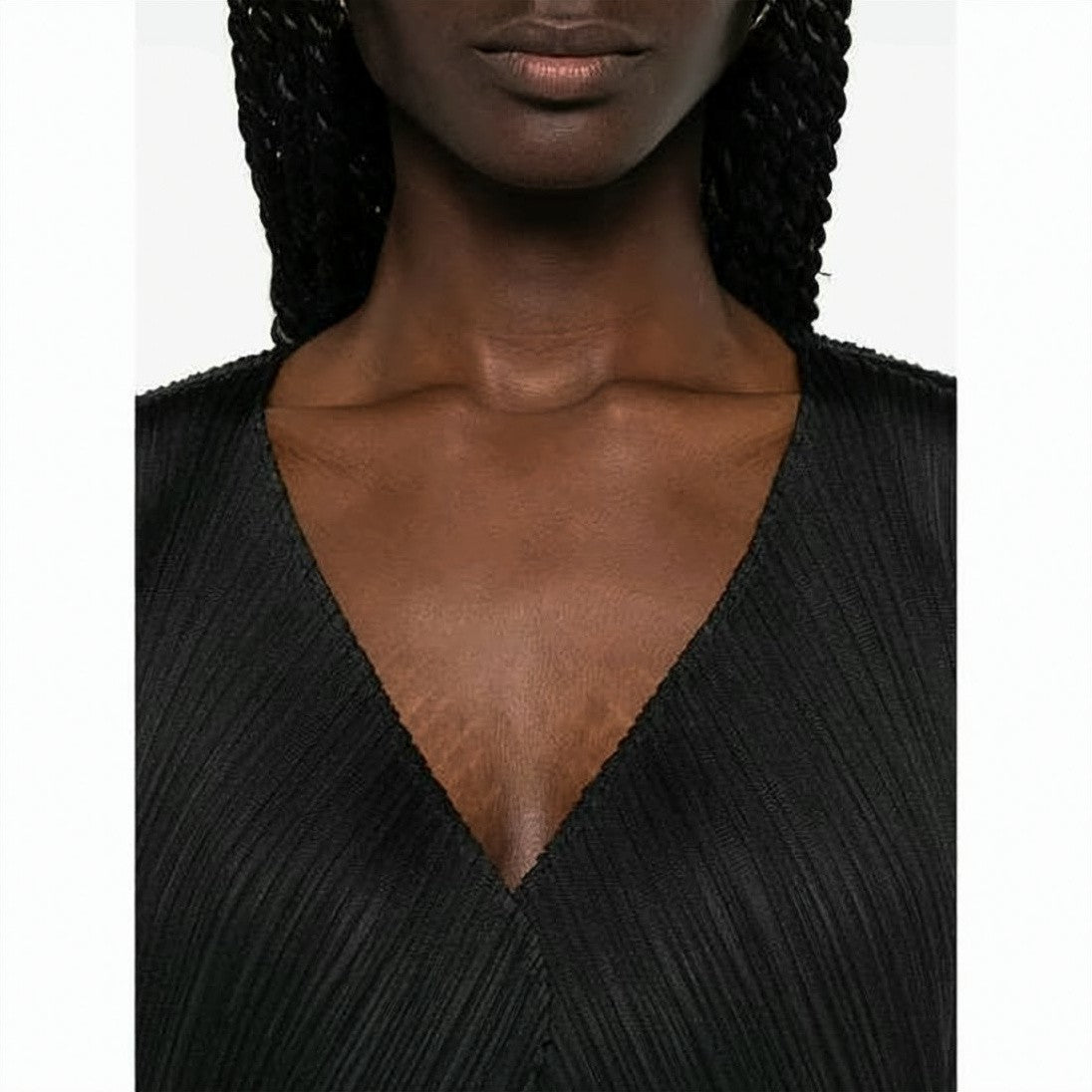 Pleats Please Asymmetrical Pleated Cardigan With Deep V-Neckline