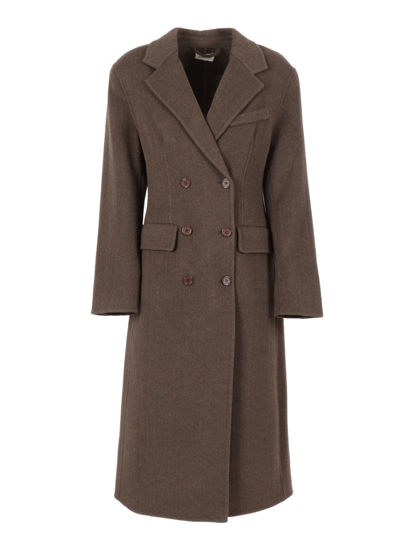 P.A.R.O.S.H. Long Double-Breasted Wool Blend Coat