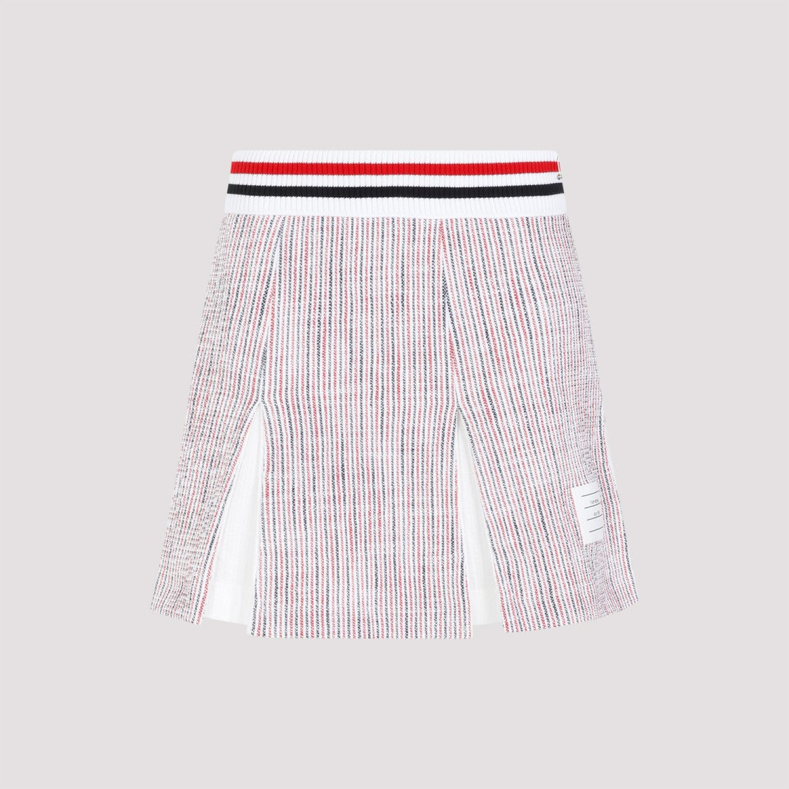 Thom Browne White Cotton Box Pleated Mini Skirt