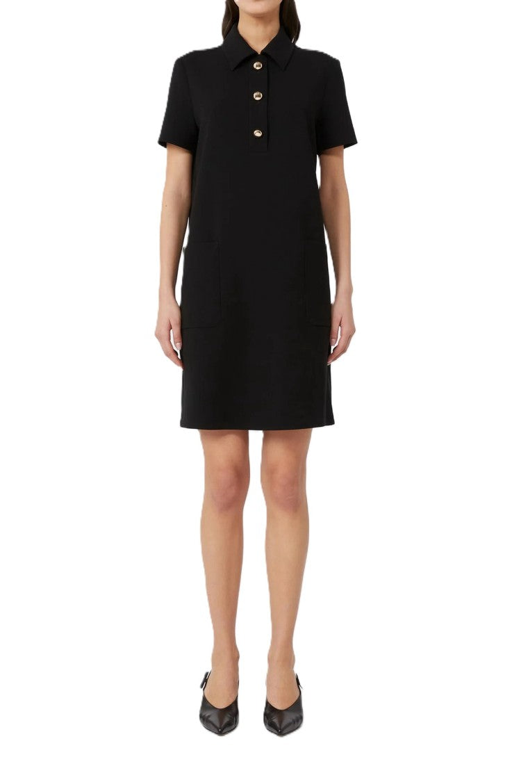 Max Mara Classic Black Mini Dress With Polo Collar