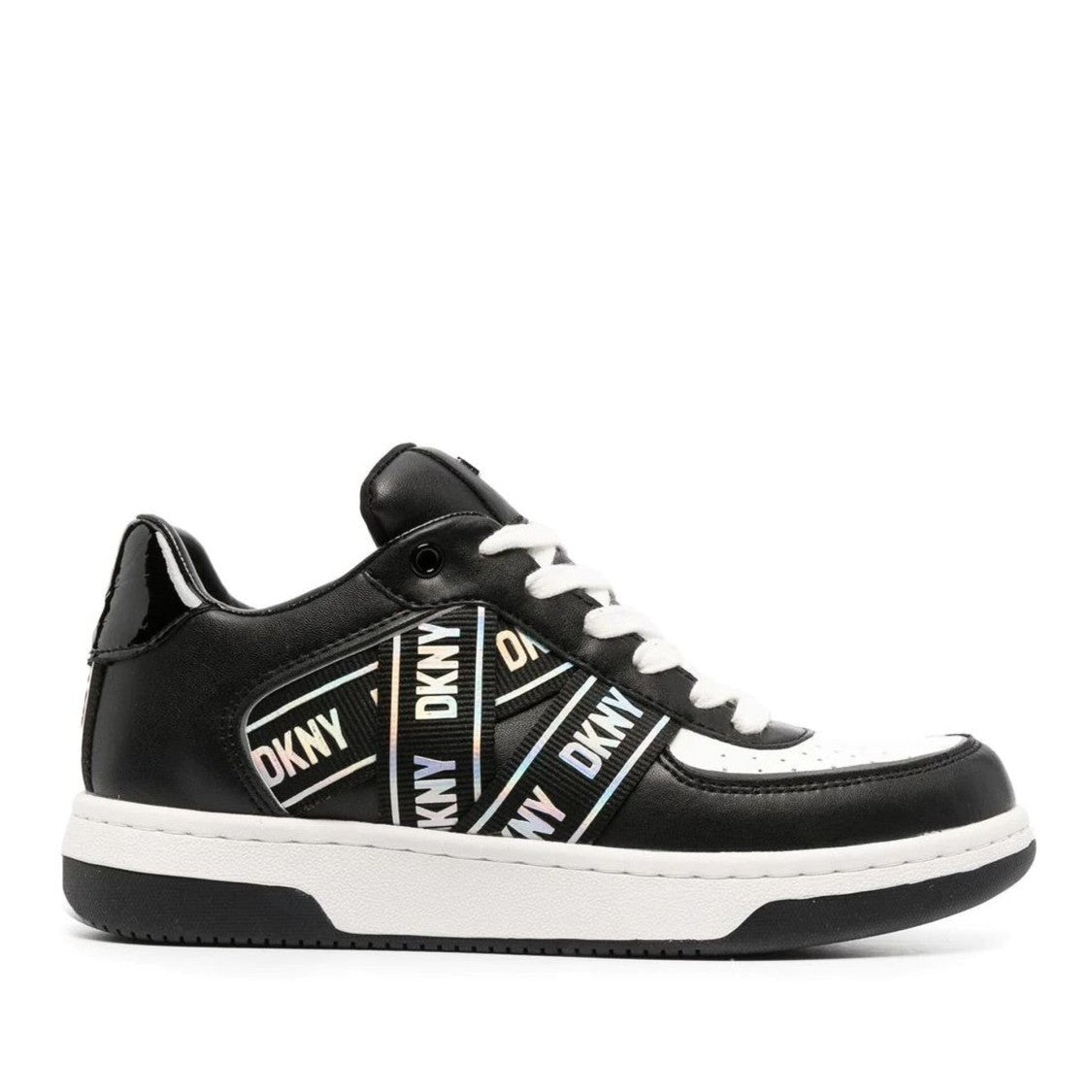 Dkny Olicia White Elevated Glossy Accent Sneakers