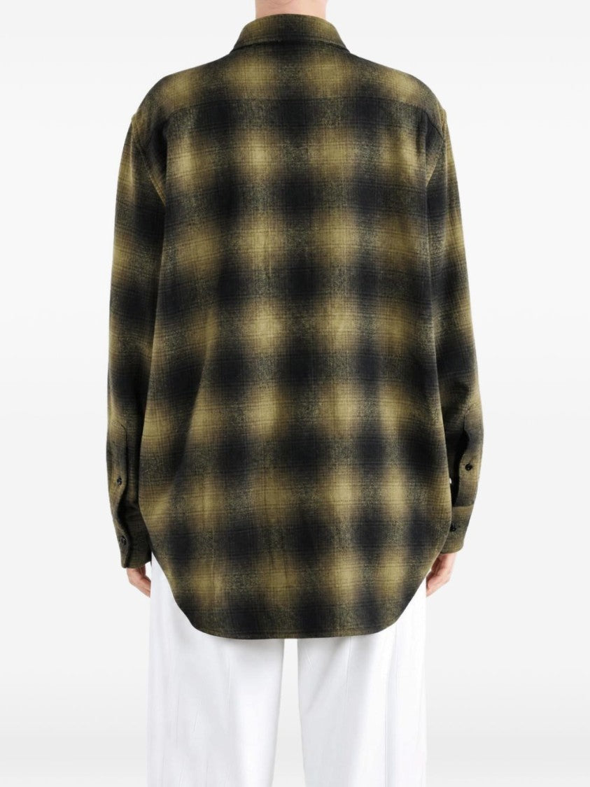 Balenciaga Blurred Checkered Relaxed Cotton Shirt