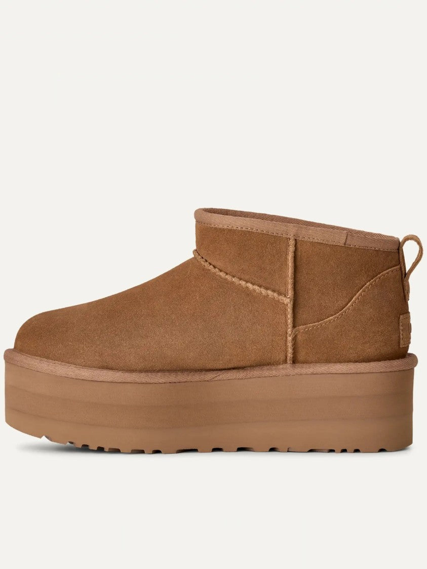 Ugg Brown Leather Ultra Mini Platform Ankle Boots