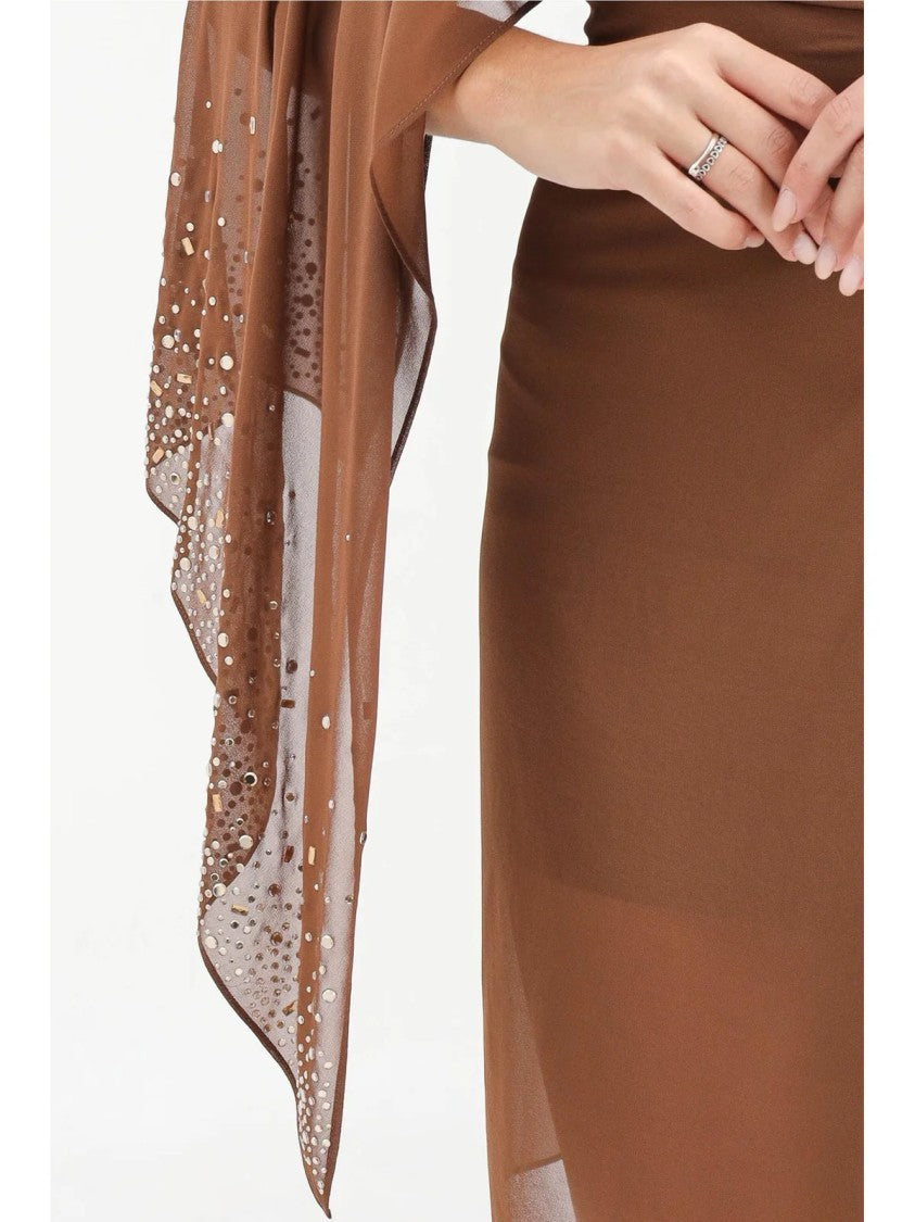 Alma Sanchez Asymmetric One-Shoulder Dress With Draped Sleeve And Ruching