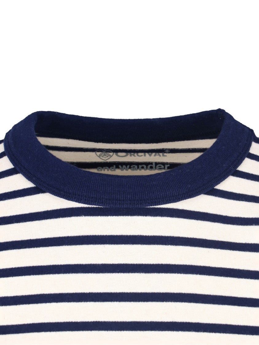 And Wander X Orcival Striped T-Shirt - White