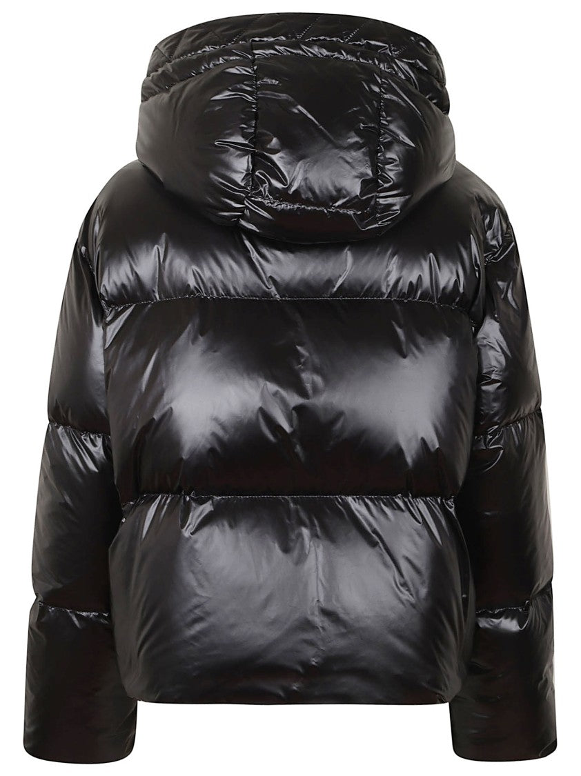 Fay Cropped Black Nylon Down Jacket With Iconic Fastening And Windproof Cuffs