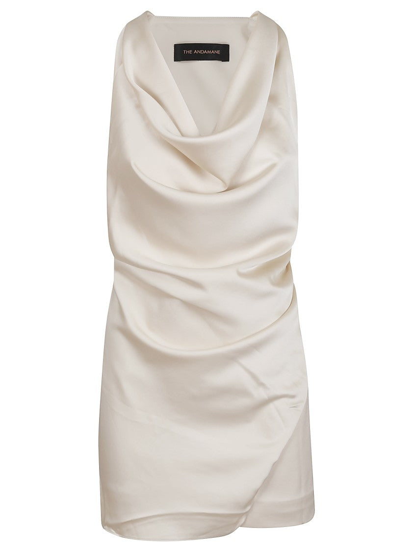 The Andamane Draped Cowl Neckline Mini Dress