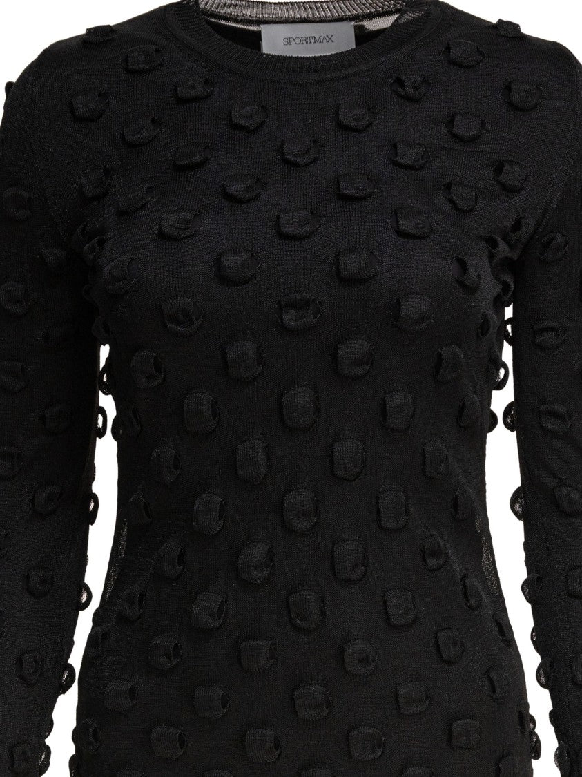 Max Mara Fitted Black Dress With Sheer Overlay