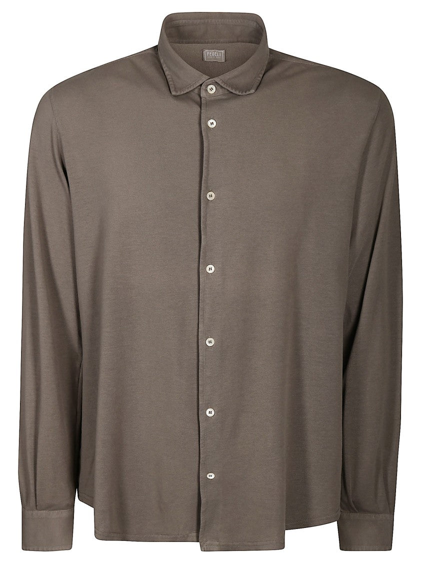 Fedeli Superlight Piquet Cotton Shirt With Classic Collar