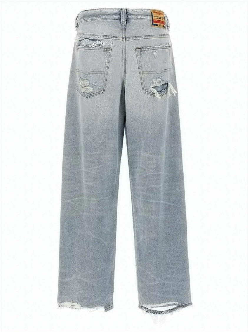Diesel Light-Wash Denim Pants With Distressed Details