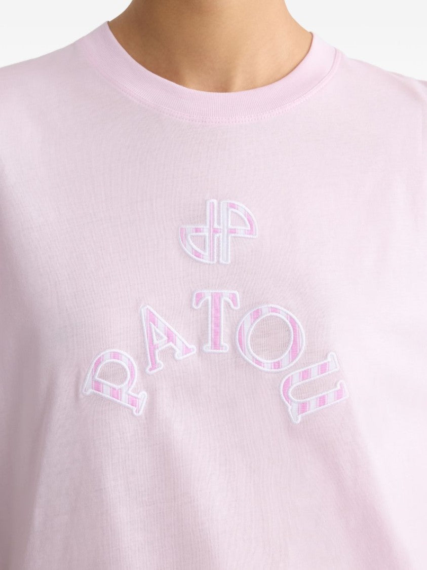 Patou Pink Logo Detail Short Sleeve Top