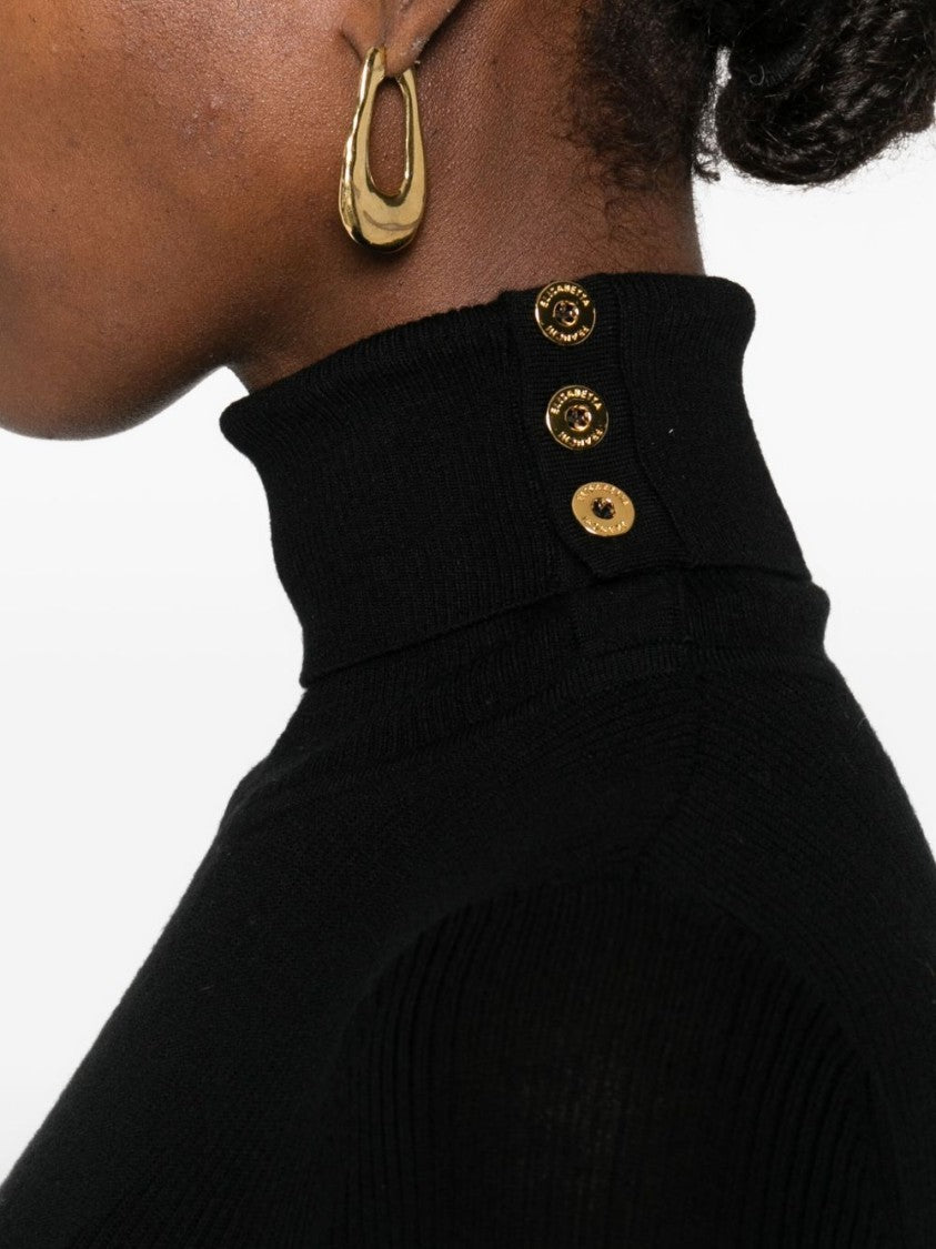 Elisabetta Franchi Fitted Black Turtleneck Sweater