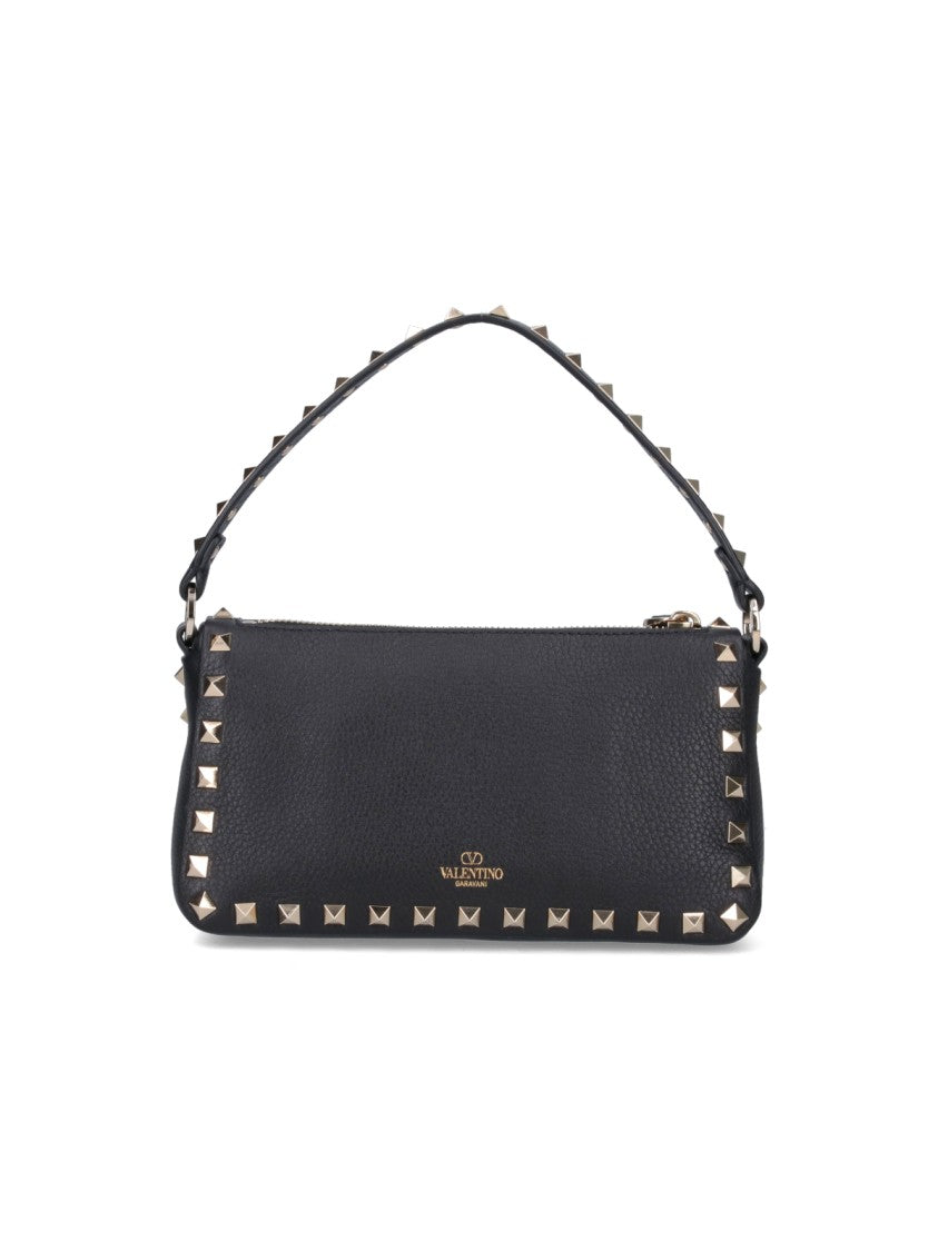 Valentino Garavani Black Rockstud Small Textured Leather Bag