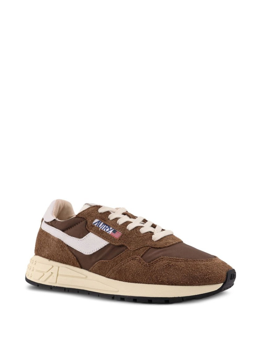 Autry Brown Reelwind Low Nylon Suede Low-Top Sneakers