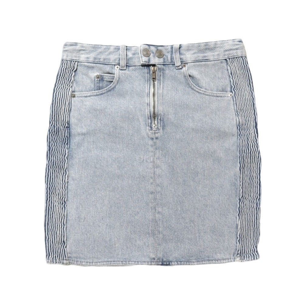 Isabel Marant Light Washed Denim Mini Skirt With Vertical Stitching