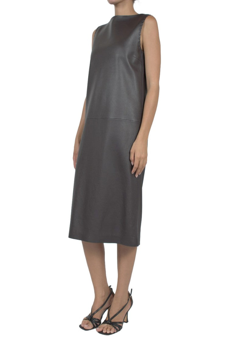 Fendi Grey Boat-Neck Deer Midi Dress