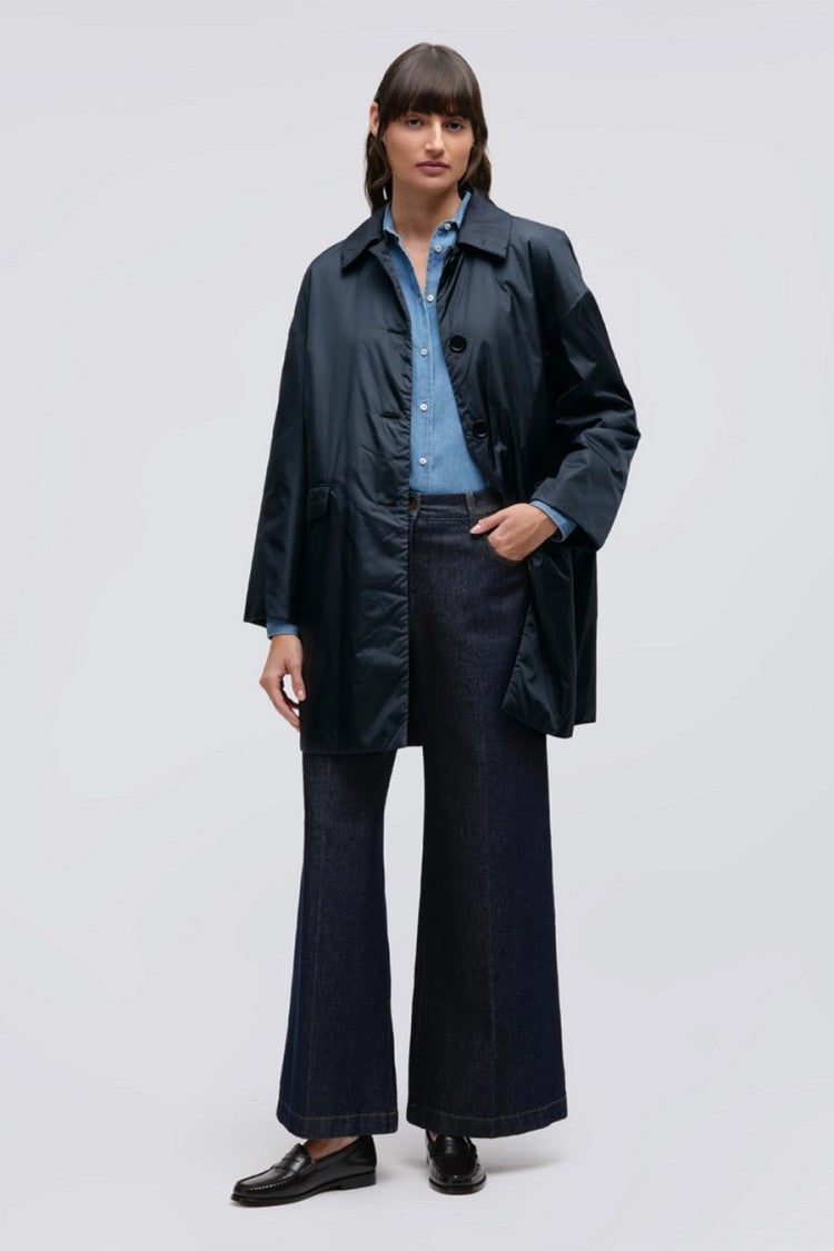 Aspesi Navy Teena Polyamide Four-Button Coat