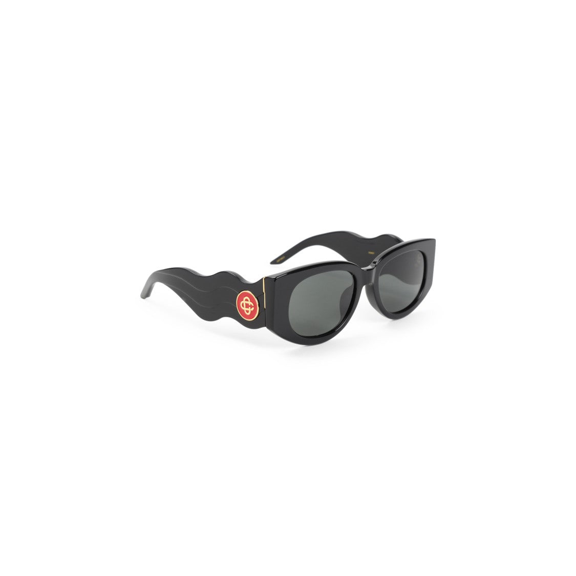 Casablanca Metal Oval Wave Black Acetate Sunglasses