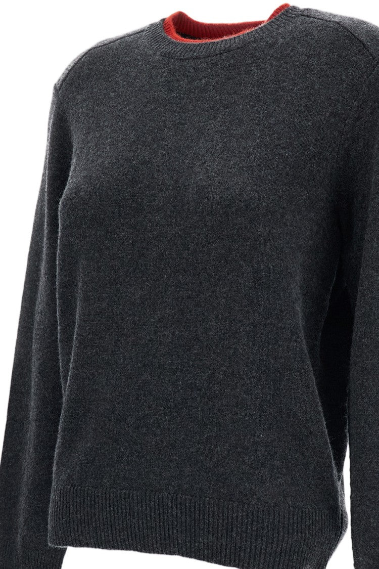 Loulou De Saison Two-Tone Cashmere Crewneck Sweater With Contrast Trim