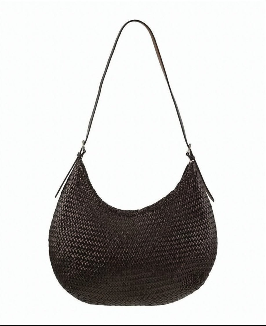 Dragon Diffusion Crescent-Shaped Woven Buffalo Leather Shoulder Bag