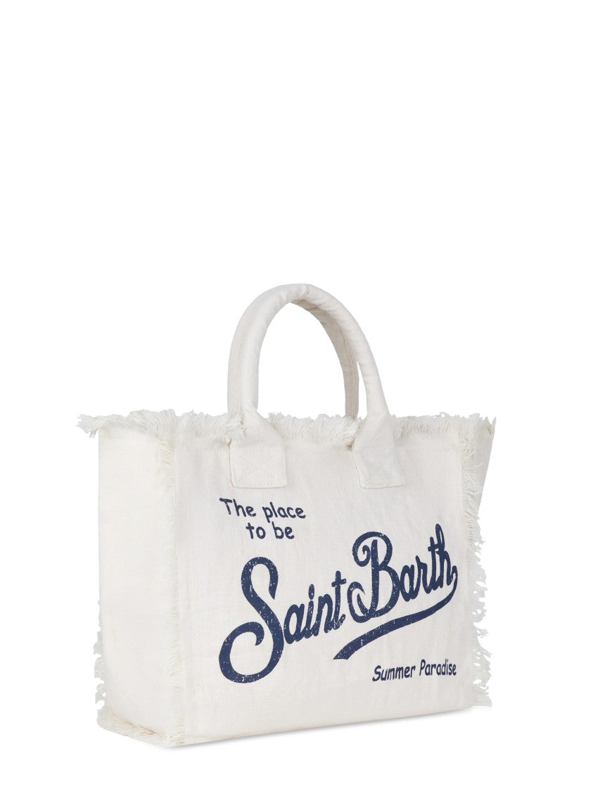 Mc2 Saint Barth Linen Shoulder Bag With Textured Surface
