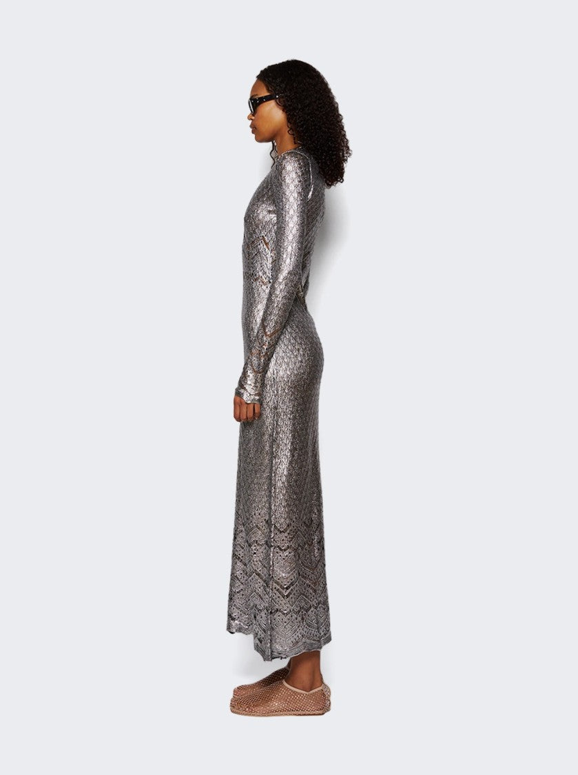 Rabanne Lace Knit Dress Silver