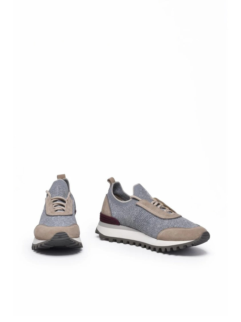 Eleventy Grey Suede Stretch Insert Sneakers