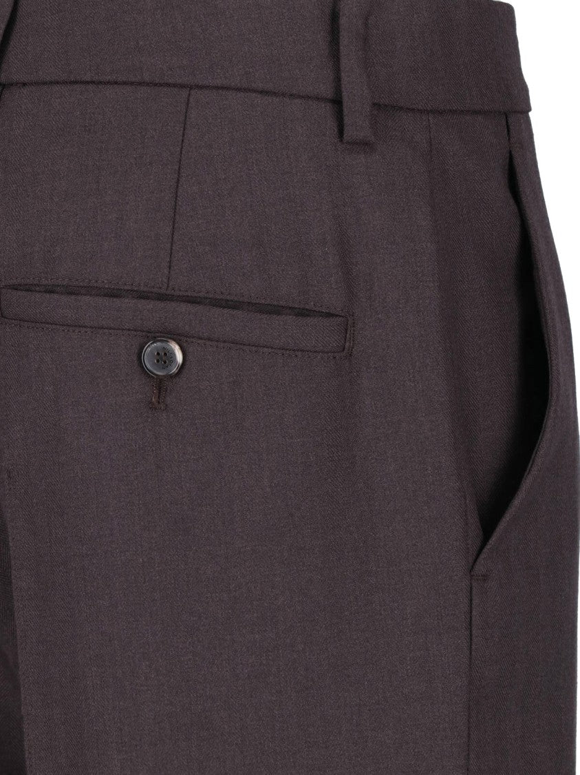 Nili Lotan Brown Straight Tailored Virgin Wool Formal Pants